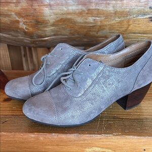 Comfortiva Women's Lace-Up Heels - Shimmering Silver